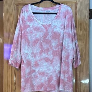 Sonoma Pink and White 3/4 Sleeve Oversized Blouse